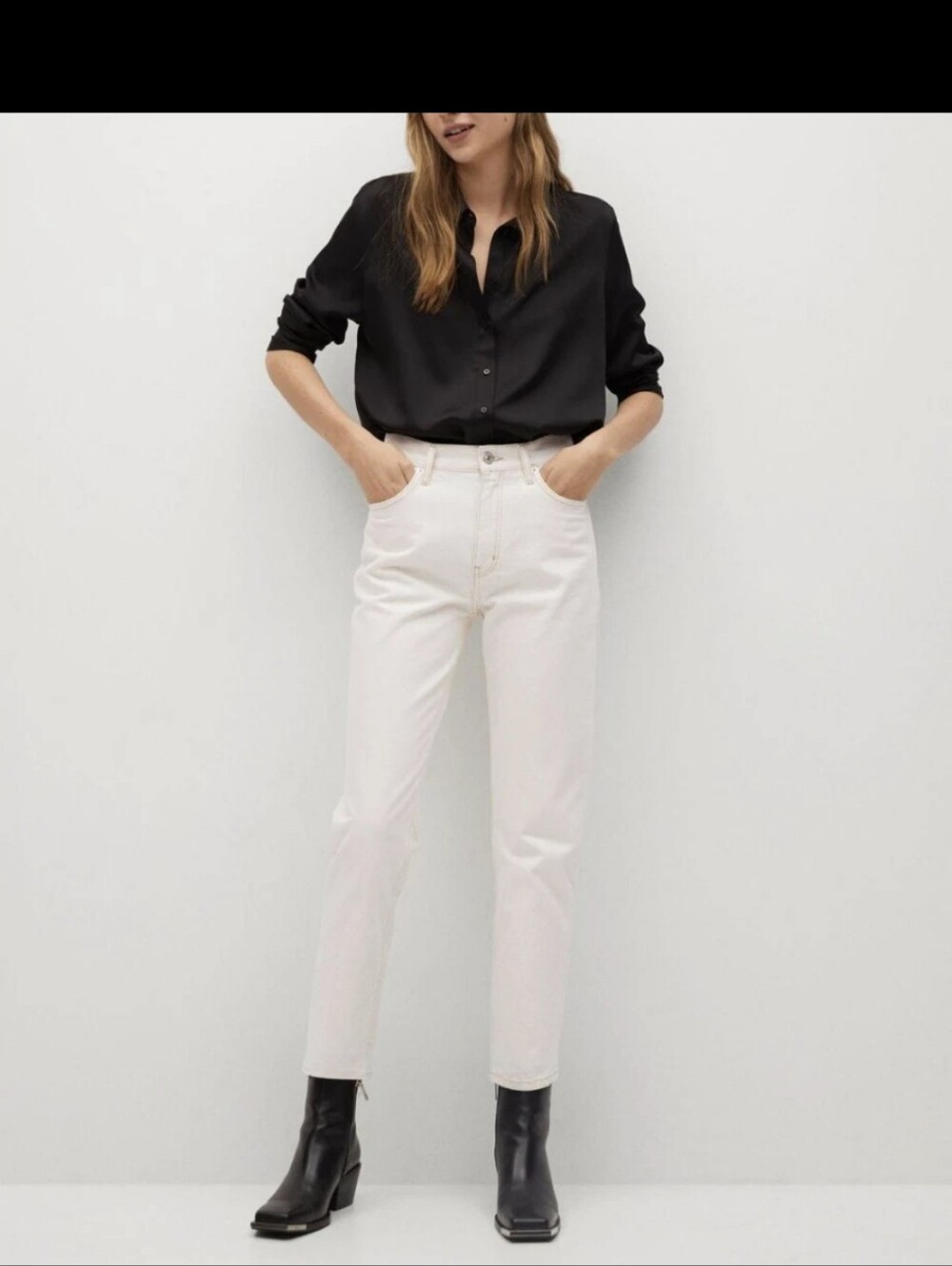 Mango Mom Fit Ivory Tan Jeans US 4 L 28"
